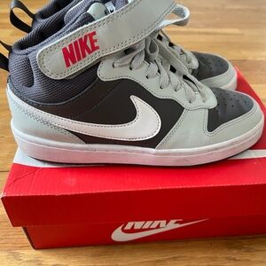 Nike Kids Mid Court Borough Sneakers - Gray, Black, and Red